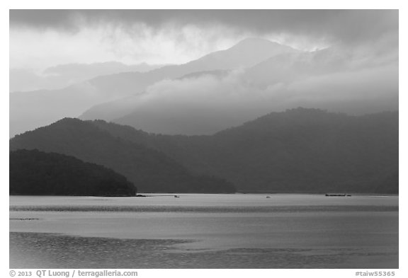 Misty mountains. Sun Moon Lake, Taiwan