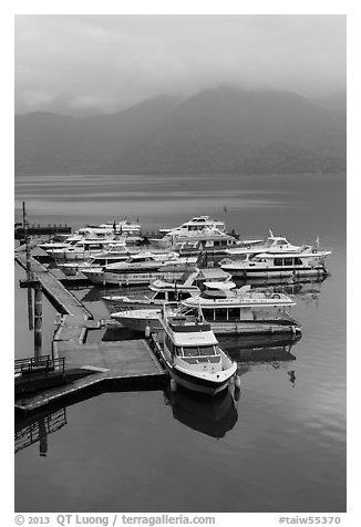 Tour boats in early morning. Sun Moon Lake, Taiwan