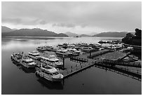 Shueishe Pier, early morning. Sun Moon Lake, Taiwan (black and white)