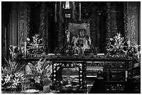 Altar with Black-Faced Matsu, Tienhou Temple. Lukang, Taiwan ( black and white)