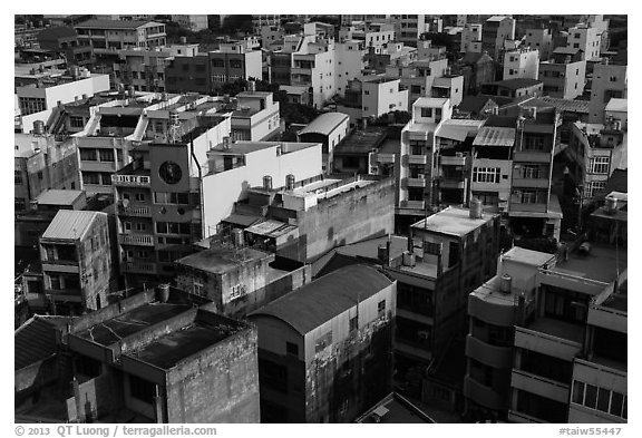 Modern rooftops. Lukang, Taiwan (black and white)