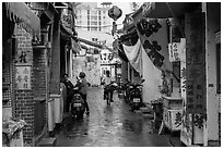 Alley in early morning. Lukang, Taiwan ( black and white)