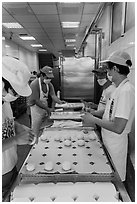 Workers in dumpling bakery. Lukang, Taiwan ( black and white)