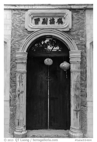 Gate with marble frame. Lukang, Taiwan (black and white)