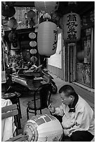 Wu Tun-Hou Lantern shop. Lukang, Taiwan (black and white)