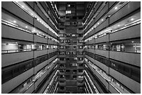 Inside of high rise building. Taipei, Taiwan (black and white)