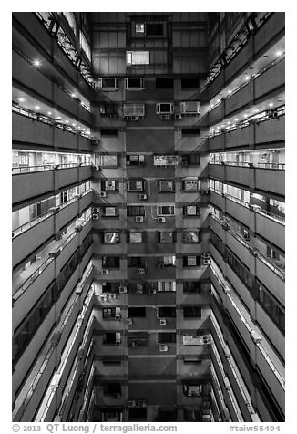 Atrium of high rise building. Taipei, Taiwan (black and white)