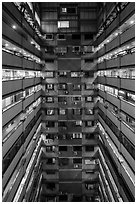 Atrium of high rise building. Taipei, Taiwan (black and white)