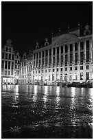 Grand Place at night. Brussels, Belgium (black and white)