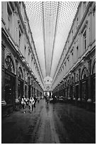 Galeries St Hubert, Europe's first shopping arcade, built in 1846. Brussels, Belgium ( black and white)