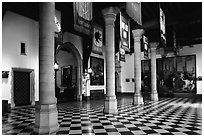 Entrance hall of the town hall. Bruges, Belgium ( black and white)