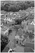 Canals and rooftops. Bruges, Belgium (black and white)