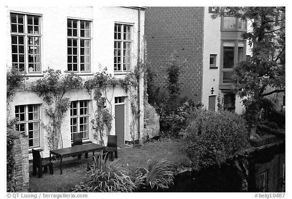 Houses by the canal. Bruges, Belgium (black and white)