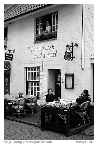 Restaurant. Bruges, Belgium (black and white)