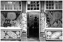 Lace store. Bruges, Belgium ( black and white)
