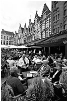 People in restaurants on the Markt. Bruges, Belgium ( black and white)
