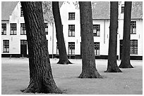 Courtyard of the Begijnhof. Bruges, Belgium (black and white)