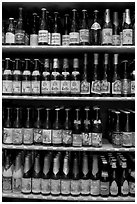 Large selection of bottled beers. Bruges, Belgium ( black and white)