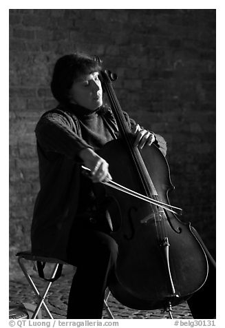 Woman cellist. Bruges, Belgium