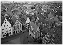 Panoramic view of the city. Rothenburg ob der Tauber, Bavaria, Germany (black and white)