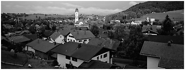 Nesselwang Village. Bavaria, Germany (Panoramic black and white)