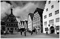 Marktplatz. Rothenburg ob der Tauber, Bavaria, Germany (black and white)