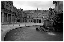 Fountain in front of the Residenz. Wurzburg, Bavaria, Germany ( black and white)