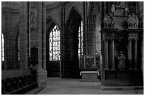 Interior of Sankt Lozenz Kirche. Nurnberg, Bavaria, Germany (black and white)