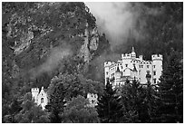 Hohenschwangau, built in 1832 for Maximillien II, King Ludwig's father. Bavaria, Germany ( black and white)