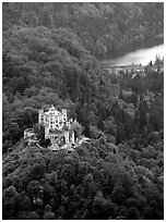 Hohenschwangau, built in 1832 for Maximillien II, King Ludwig's father. Bavaria, Germany ( black and white)