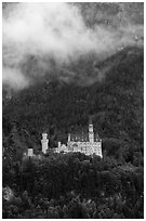 Neuschwanstein, one of the castles built for King Ludwig. Bavaria, Germany ( black and white)