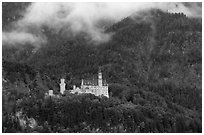 Neuschwanstein, one of the castles built for King Ludwig. Bavaria, Germany ( black and white)