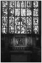 Painting and stained glass. Nurnberg, Bavaria, Germany (black and white)