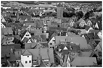 Rooftops seen from the Rathaus tower. Rothenburg ob der Tauber, Bavaria, Germany (black and white)