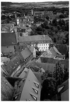 Rooftops seen from the Rathaus tower. Rothenburg ob der Tauber, Bavaria, Germany ( black and white)