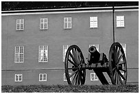 Cannon in front of Uppsala castle. Uppland, Sweden (black and white)