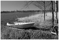 Boat on lakeshore. Central Sweden ( black and white)