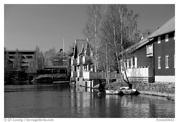 Riverside houses in Fallun. Central Sweden