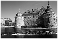 Orebro slott (castle) in Orebro. Central Sweden ( black and white)