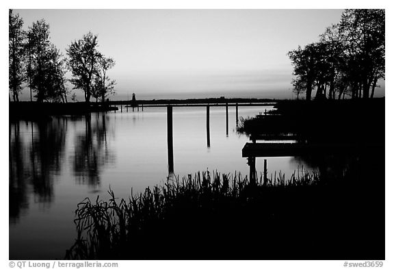 Vattern Lake at sunset, Vadstena. Gotaland, Sweden (black and white)