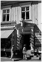Kids in front of candy store in Granna. Gotaland, Sweden ( black and white)