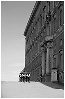 Royal Palace and Royal Guard. Stockholm, Sweden ( black and white)