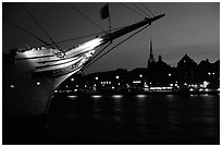 AF Chapman, a boat reconverted into a popular hostel. Stockholm, Sweden (black and white)