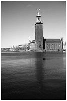 Stadshuset, used for Nobel receptions. Stockholm, Sweden (black and white)