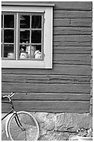 Bicycle and window. Stockholm, Sweden (black and white)