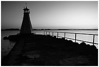 Lighthouse on Vattern Lake, Vadstena. Gotaland, Sweden ( black and white)