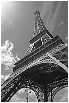 Eiffel tower seen from the base. Paris, France ( black and white)