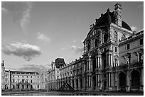 Denon Wing of the Louvre at sunset. Paris, France ( black and white)