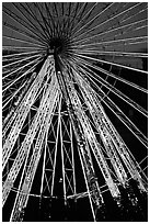 Lighted Ferris wheel in the Tuileries garden. Paris, France (black and white)