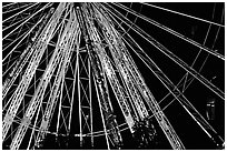 Detail of Ferris wheel at night, Tuileries. Paris, France ( black and white)